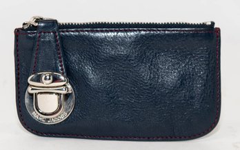 Marc Jacobs Blue Leather Coin Pouch Featuring Silver-tone Hardware And A Turnlock Closure