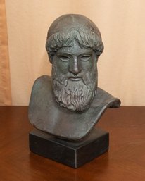 Zeus Or Poseidon Museum Reproduction Sculpture Bust Bronze Effect Metal On Resin