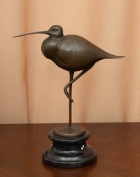 Hand Made Snowy Egret Silver Heron Wetlands Coastal Bird Bronze Marble Statue Gift Art Statue Dcor By Think B
