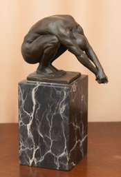 Art Deco Style Abstract Modern Art Diver Sport Memorabilia Bronze Sculpture Statue Art On Marble Base