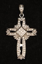 Silver-tone Ornately Styled Religious Cross Pendant