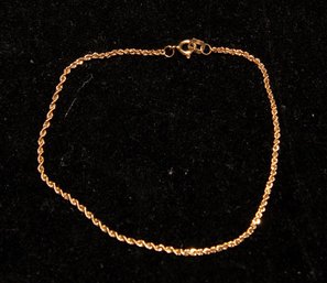 14k Gold Dainty Gold Rope Chain Bracelet 1.05 Grams