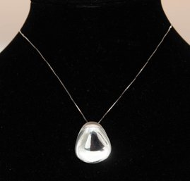 Sterling Silver Chunky Pendant Necklace, Possibly From Madewell With 14K NIE Gold Chain
