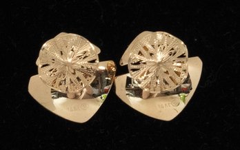 Bolloten 14K Yellow Gold Filigree Earrings, Likely Featuring A Sand Dollar Or Similar Ocean-themed Design