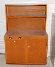 Vintage Handmade Child-sized Play Kitchen Hutch, Likely Dating From The Mid-20th Century