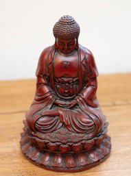 Resin Buddha Statue Decor Red Meditating