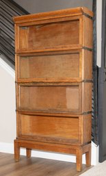 Antique Globe-Wernicke 4-stack Barrister Bookcase, Featuring Modular Oak Sections With Sliding Glass Doors And