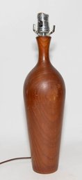 Vintage 1960s Danish Modern Solid Turned Teak Table Lamp Manufactured By ESA Denmark