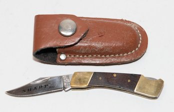 Vintage Folding Pocket Knife, With Lockback Design And Sheath