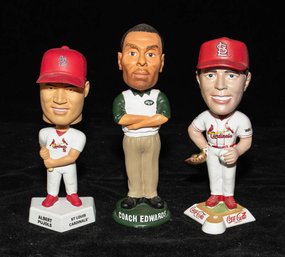 Albert Pujols And Jim Edmonds, And Former New York Jets Head Coach Herm Edwards Bobbleheads