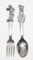 1970s Walt Disney Mickey Mouse Fork And Pluto Spoon By Bonny Japan