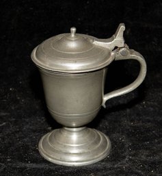 Antique Pewter Mustard Pot, Specifically A Moutardier En Tain From The Early 19th Century.
