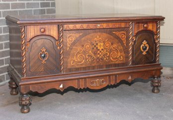 1930s Jacobean Tudor Style Walnut Lane Cedar Chest