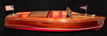 Beautiful! Salesman Sample Handcrafted Wooden Model Of A Chris Craft Runabout Boat Ship 32 Inches