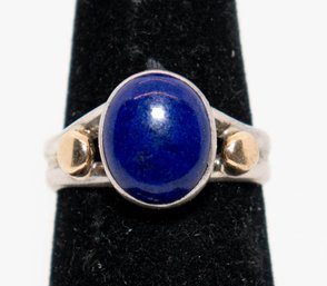 Silver Over Copper Oval Lapis Lazuli Ring Size 8