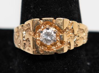 Vintage Mens Gold Nugget Ring: 18k HGE, Size 12.25