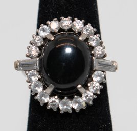 Vintage-style Synthetic Black Star Sapphire Cocktail Ring Size 5.75