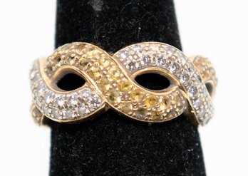 Pave Rhinestone Infinity Twist Band Ring Size 7.75