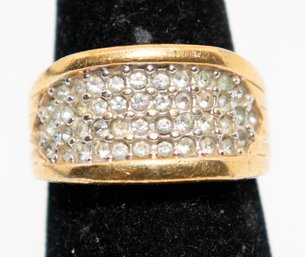 Vintage Multi-row Pave Rhinestone Wide Band Ring Size 8