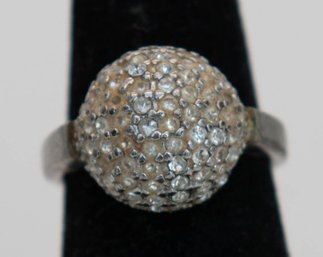 Adina Stone Cluster Ring Features A Large, Sparkling Sphere Encrusted With Cubic Zirconia