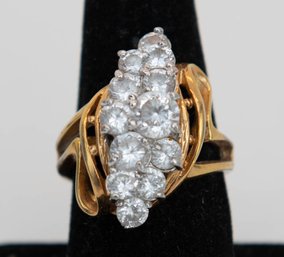 Synthetic Diamond Costume Cluster Cocktail Bypass Ring Size 10