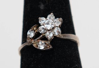 Art Nouveau Glass Flower Ring Features Sparkling Stones Set In A Delicate Floral Design