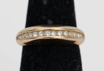 Vintage Gold Plated Channel-set Rhinestone Dome Band Ring Size 6.5