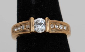 Costume Bar-set Jewelry Gold Tone Engagement Ring Size 7