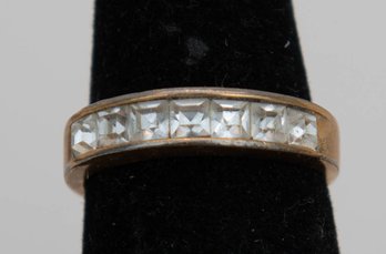 Channel-set Half-eternity Band Ring Featuring Square-cut Gemstones Signed Roman Size 7.75
