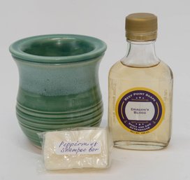 Dirty Bird Pottery Shaving Bowl, Dragon's Blood Aftershave And Peppermint Shampoo Bar