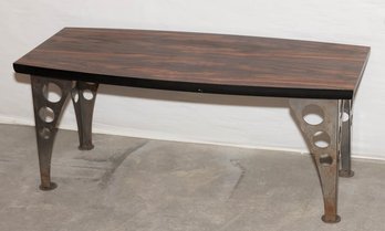 Industrial-style Coffee Table Wood-grain Top And Distinctive Metal Legs Inspired By Aircraft Fuselag