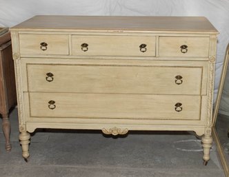 Vintage Louis XVI Style Painted Commode With Mirror