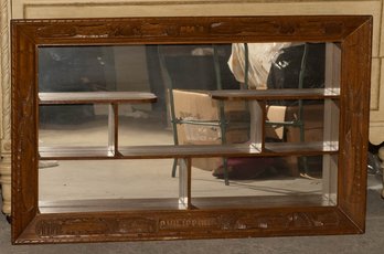 Vintage Mid-Century Modern Hand-carved Wood Shadowbox Mirror Philippines