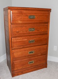 1970s-80s Young Hinkle Charter Oak Five-drawer Solid Oak Chest Of Drawers