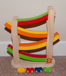 Alex Toys Rainbow Slope Wooden Car Ramp Racer Toy With 4 Cars
