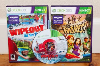 Microsoft Xbox 360 Kinect  Wipeout In The Zone, Kinect Adventures!, And Wipeout: Create & Crash