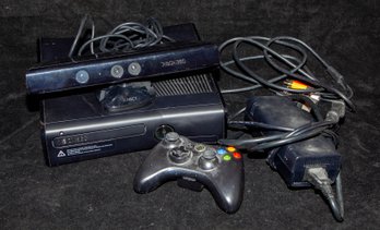 Microsoft Xbox 360 Slim Console And Kinect Sensor With Remote And Power Cord
