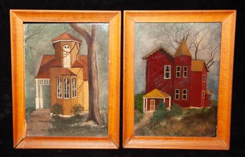 Artist Signed ' Red House' And ' 37th Ave.' Oil Etchings