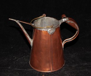 19th Century Copper Watering Can Featuring A Distinct Truncated Cone Form