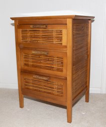 Pier 1 Imports Three-drawer Bamboo And Wood Chest Featuring Slatted Drawer Fronts