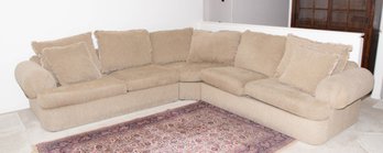 Large Rowe Furniture 2-piece  Textured Beige Chenille Sleeper Sectional