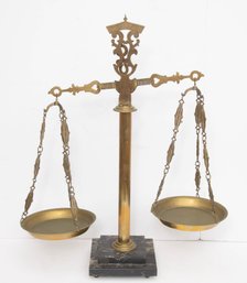 Vintage Italian Brass And Marble Scale Of Justice