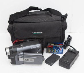 1999 JVC GR-AXM310U Compact VHS-C Camcorder With Battery, Charger And Case