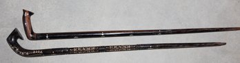 Pair Of Vintage African Diospyros Wood Canes