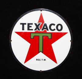 Texaco Porcelain Reproduction Sign 11 Inch Features The Iconic Red Star Logo