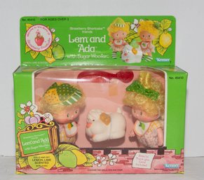 1983 Strawberry Shortcake Lem & Ada Twins With Sugar Woofer Pet Doll Set By Kenner NIB