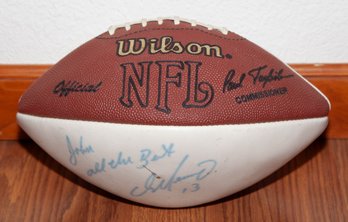 Autographed Wilson NFL Football (no COA) Signed ' John, All The Best' Possibly Dan Marino