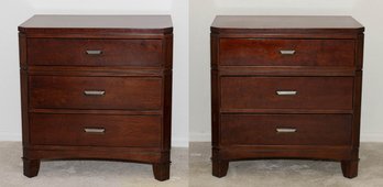Universal Furniture Three-drawer Wood Nightstands Featuring Clean-lined, Transitional Woodwork, Decorative Co