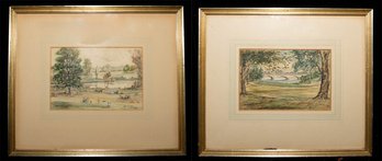 Framed Watercolor Paintings Attributed To British Artist 'W.T. McCully' One Title Kensington Gardens
