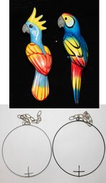 Two Vibrant Examples Of Talavera Mexican Pottery Ceramic Bird Figurines